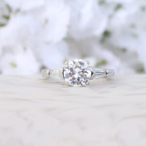 2.36 CTW Brilliant Cut Diamond 3-Stone Engagement Ring Solid 14K White Gold